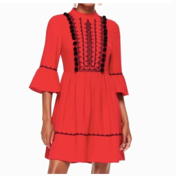 Kate Spade Pom Pom Mini Dress Charm Red - Picture 1 of 6